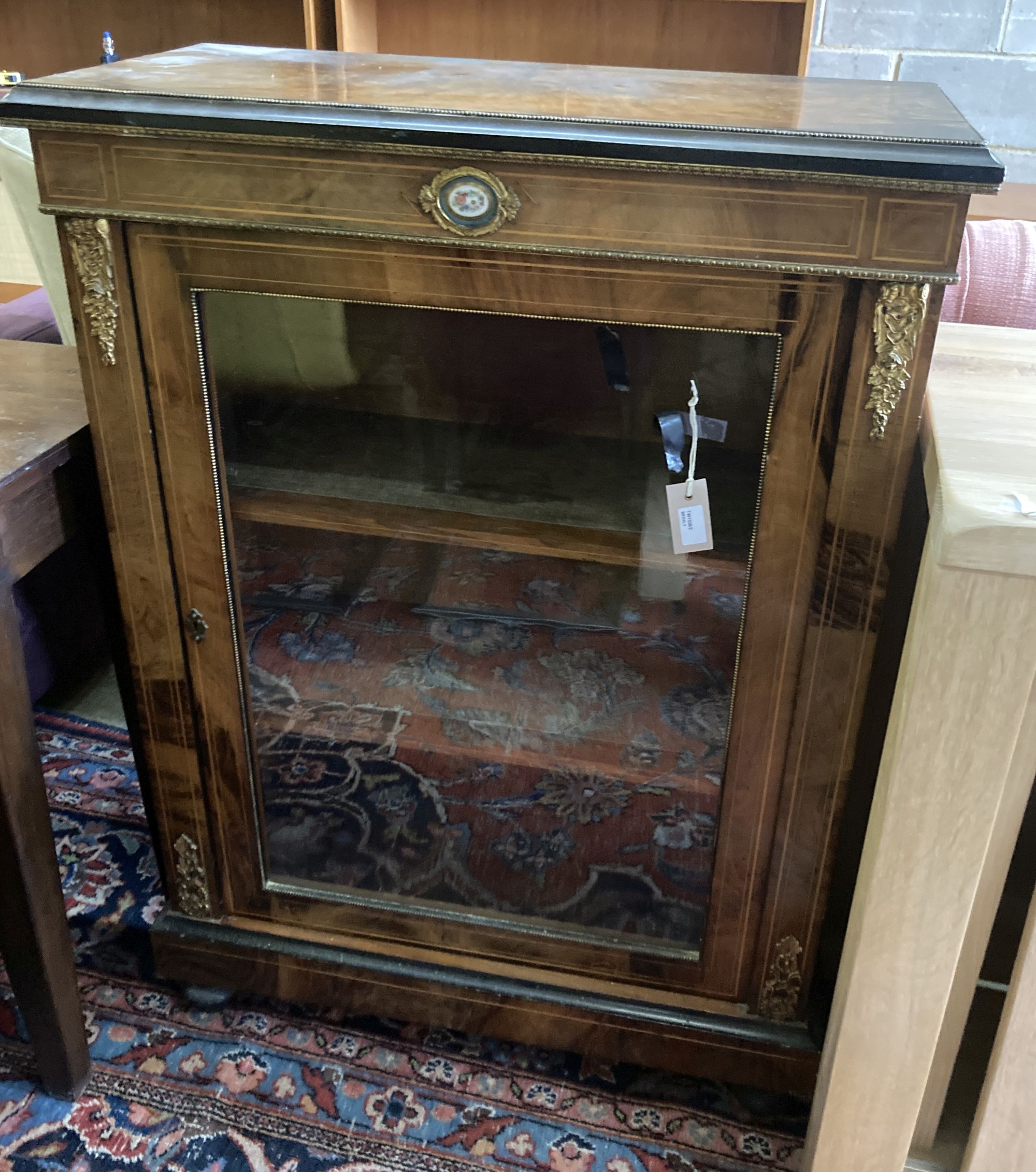 A Victorian walnut pier cabinet, width 76cm, depth 34cm, height 107cm